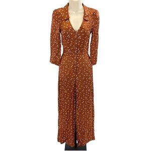 & Other Stories Rust Jumpsuit with White Floral Pattern